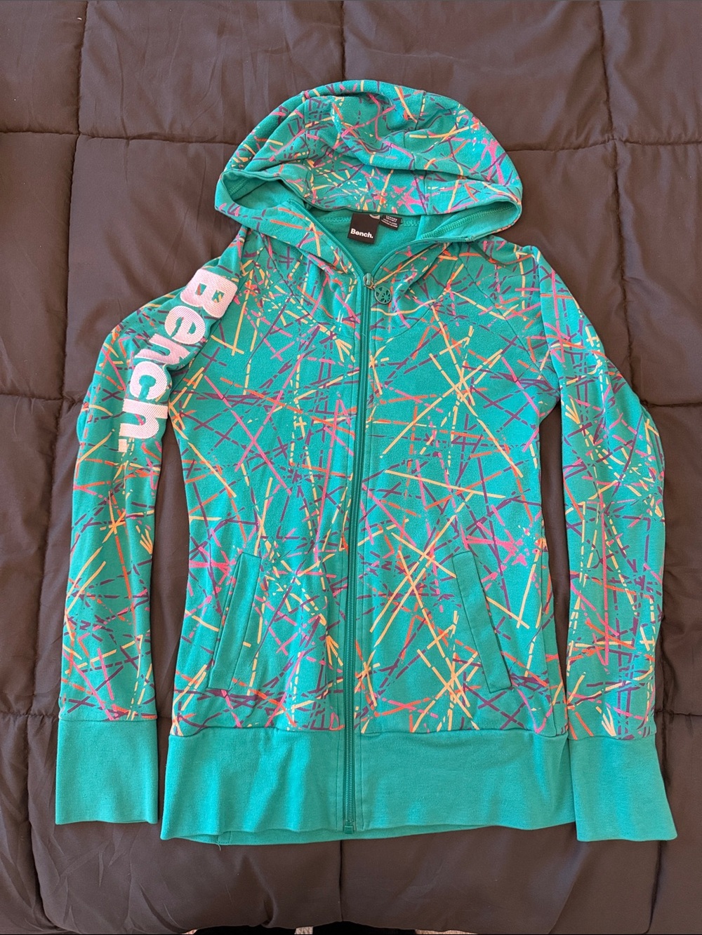 Bench Teal Hoodie with Bright Paint-Splash Design